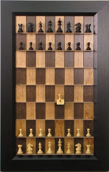 Straight Up Chess Board - Cherry Bean Board with 3 Flat Black Frame