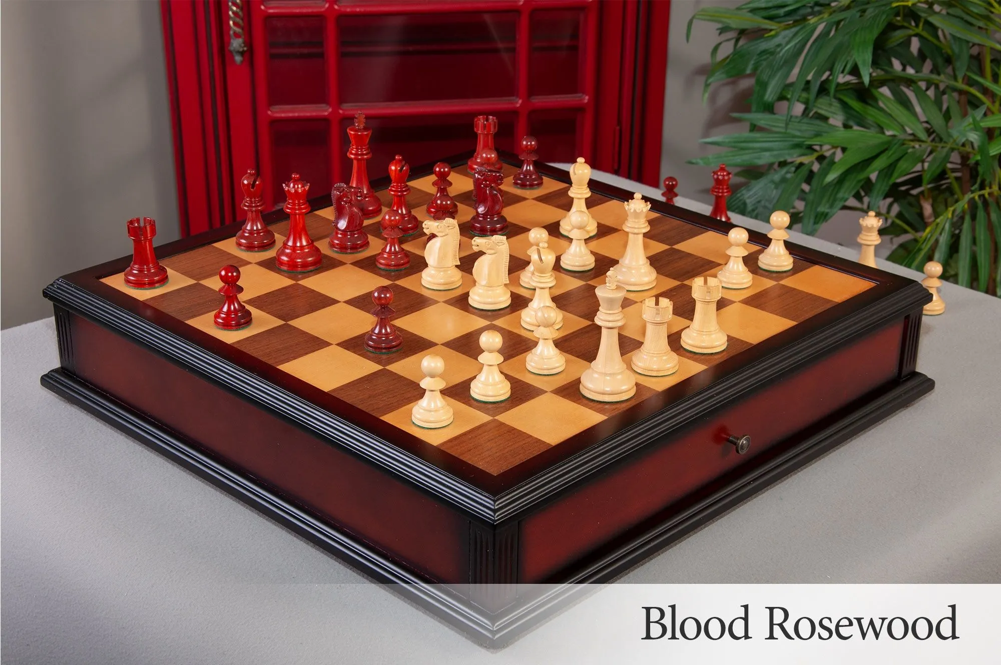 The House of Staunton The Grandmaster Chess Set, Box, and Board Combination  - Ebonized Boxwood