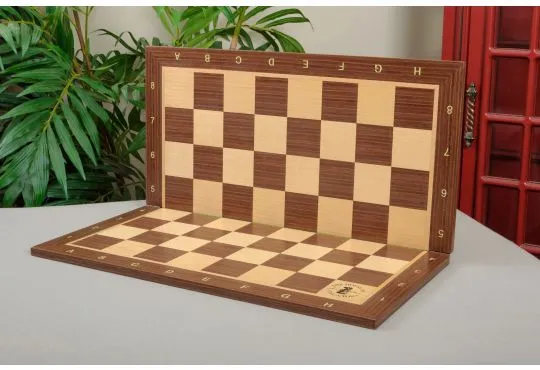 Folding Striped Ebony and Maple Wooden Tournament Chess Board