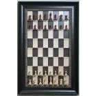 Straight Up Chess Board - Black Maple Board with 3 1/2" Dark Bronze Frame and Gold Trim