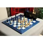 The Grandmaster Chess Set, Box, & Board Combination - Blue Gilded