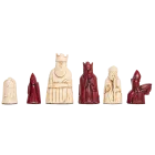 The Isle of Lewis Chess Pieces - 3.5" King - RED and NATURAL