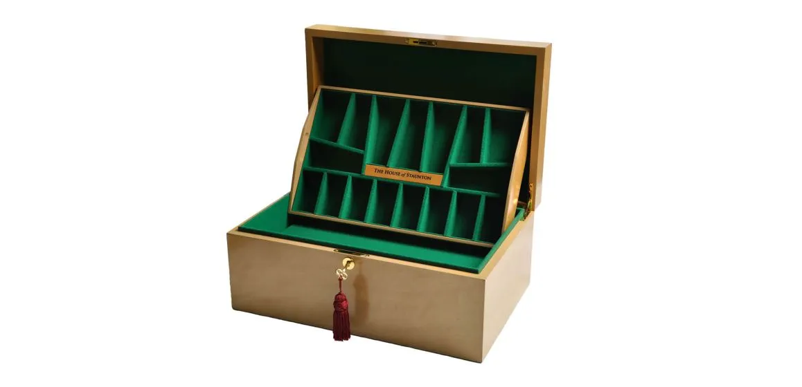 The House of Staunton *NEW* Fitted Coffer Chess Box - Bird's Eye Maple