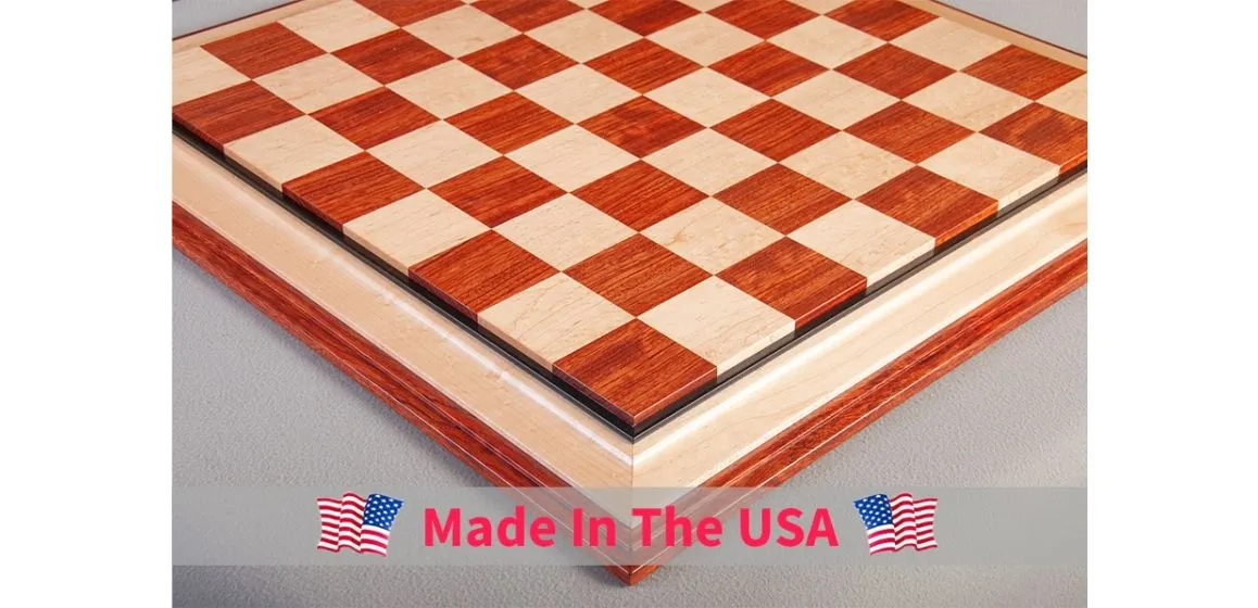 Signature Contemporary III Luxury Chess Board - BUBINGA / BIRD'S EYE MAPLE - 2.5" Squares