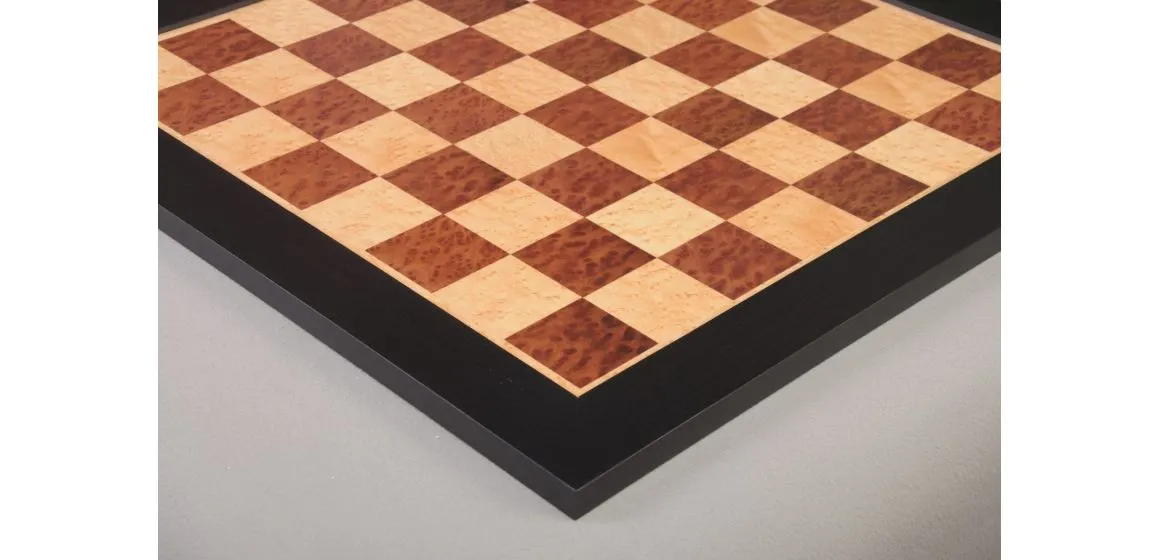 Vavona Burl, Genuine Ebony & Bird's Eye Maple Signature Traditional Chess Board