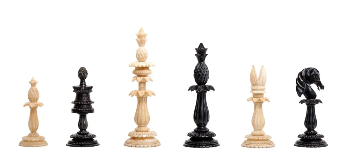 The Lund Anglo-Indian Reproduction Luxury Bone Chess Pieces - 4.75" King