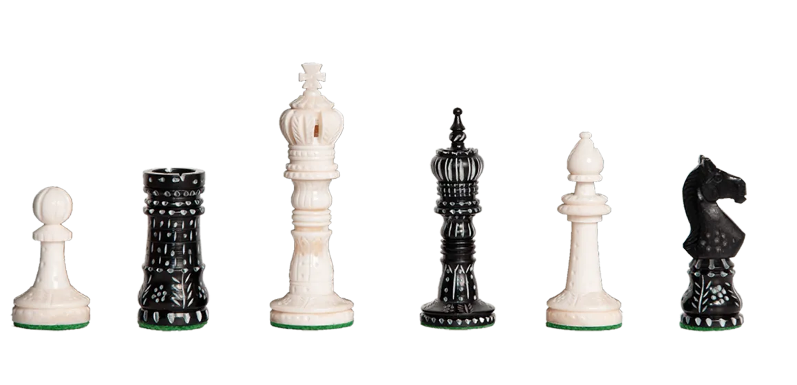 Lot #R142. Large Modern Vizagapatam Bone Chess Set