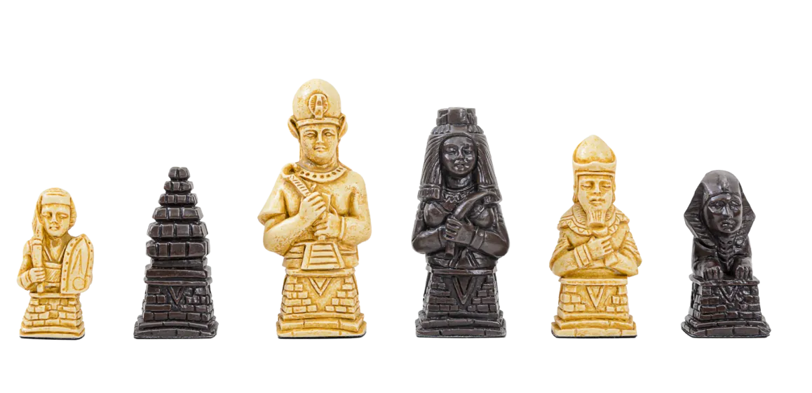 The Egyptian Series Chess Pieces - 3.7" King - Brown and Natural 