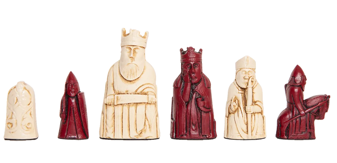 The Isle of Lewis Chess Pieces - 3.5" King - RED and NATURAL