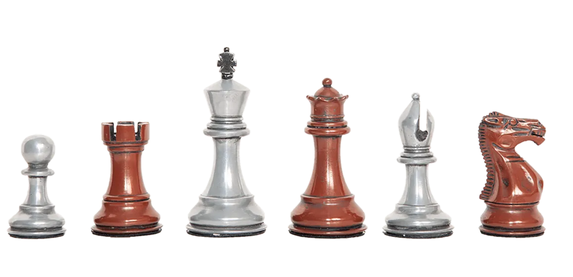 Staunton Themed Chess Pieces - 3.5" King - Metallic