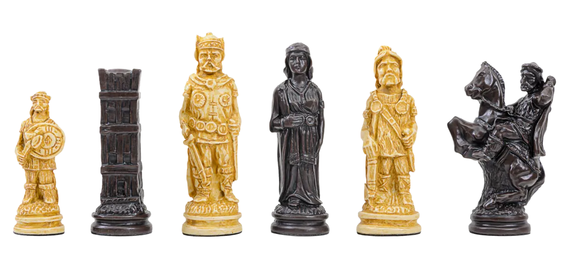 The Viking Series Chess Pieces - 4.4" King - Brown and Natural 