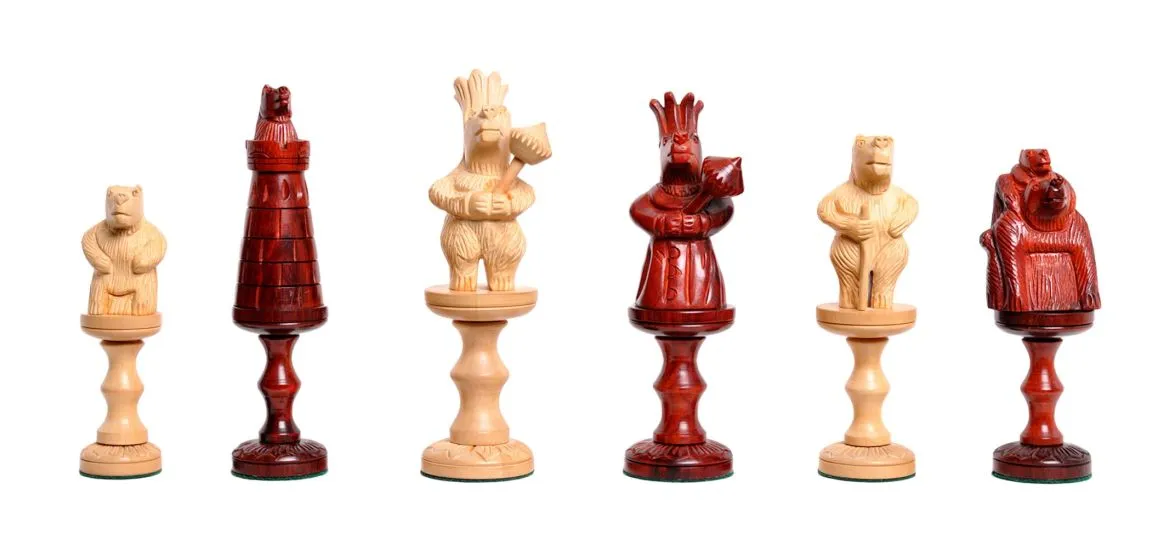 The Bear Series Luxury Figurine Wood Chess Pieces - 6.0" King