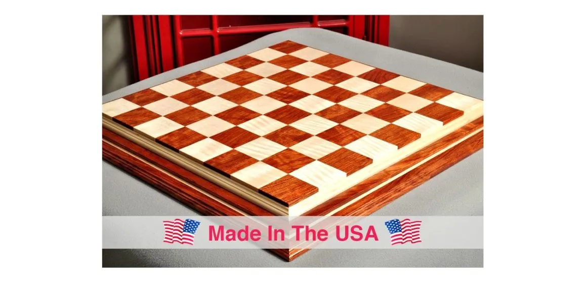 Signature Contemporary IV Luxury Chess board - BUBINGA / CURLY MAPLE - 2.5" Squares
