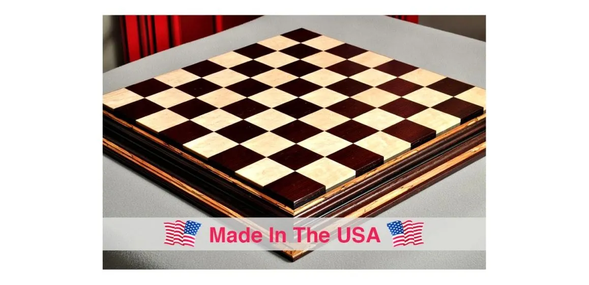 Signature Contemporary Chess Board - AFRICAN PALISANDER  / BIRD'S EYE MAPLE - 2.5" Squares