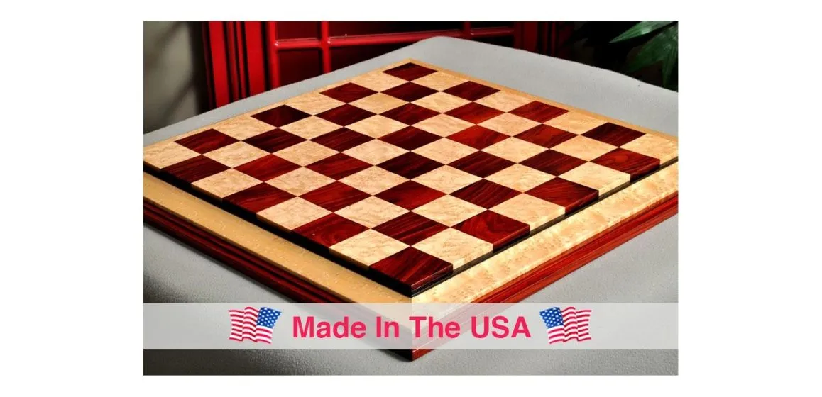 Signature Contemporary III Luxury Chess board - COCOBOLO / BIRD'S EYE MAPLE - 2.5" Squares