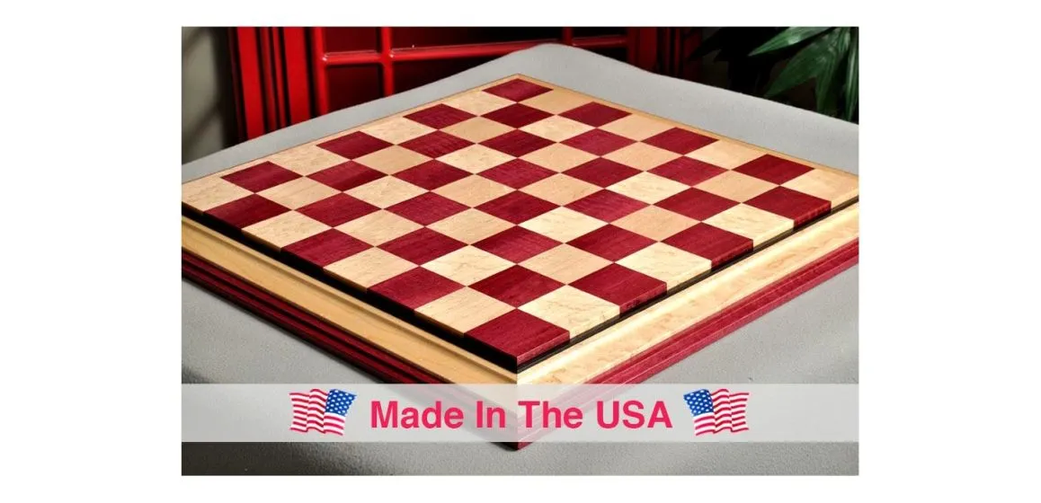 Signature Contemporary III Luxury Chess board - PURPLEHEART / BIRD'S EYE MAPLE - 2.5" Squares