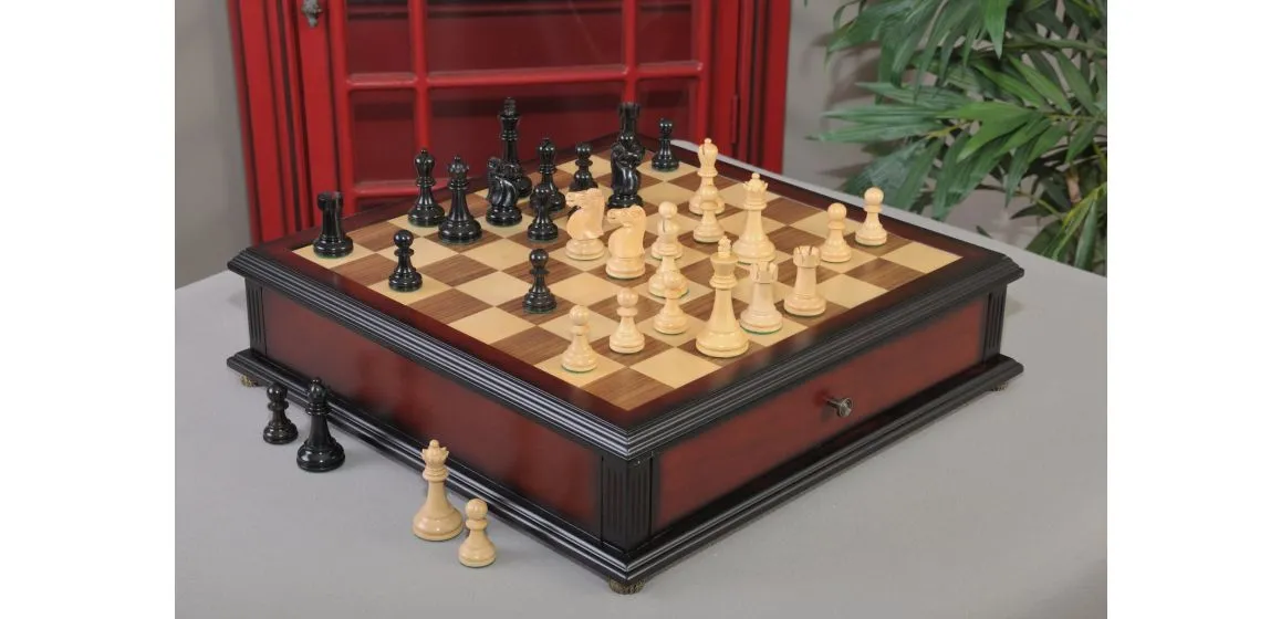 The Reykjavik II Series Library Chess Set and Tiroir Combination