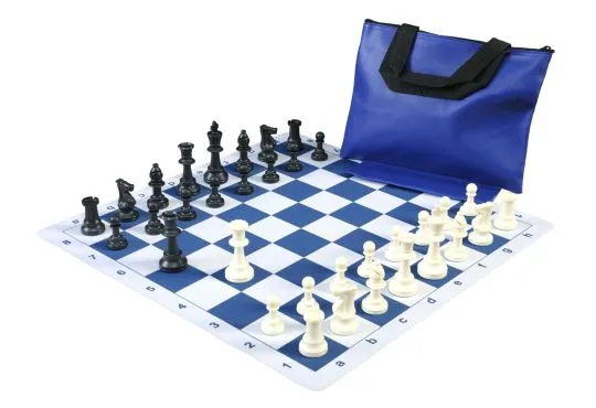 Standard Chess Set Combination with Thin Mousepad Board - Triple Weighted Regulation Pieces | Thin Mousepad Chess Board | Standard Bag