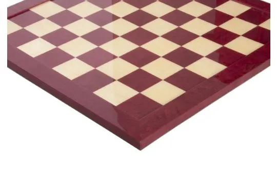 Redwood Burl & Maple Signature Traditional Chess Board - Gloss Finish