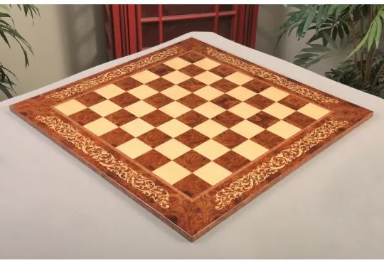 INLAID - Elm Burl & Maple Superior Traditional Chess Board - Gloss Finish