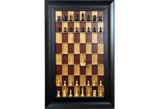 Straight Up Chess Board - Red Cherry Board with 3 1/2" Wide Scoop Frame 