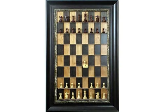 Straight Up Chess Board - Black Cherry Series with 3 1/2" Dark Bronze Frame 