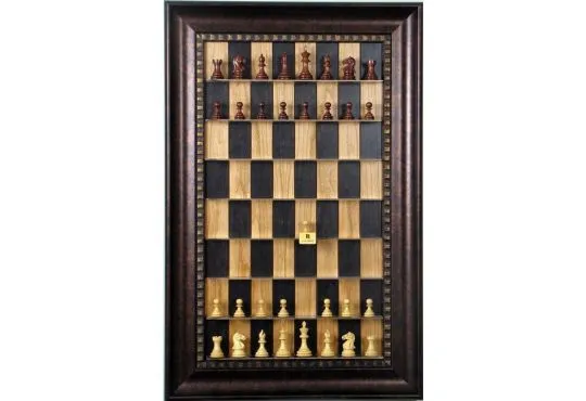 Straight Up Chess Board - Black Cherry Series with Checkered Bronze Frame 