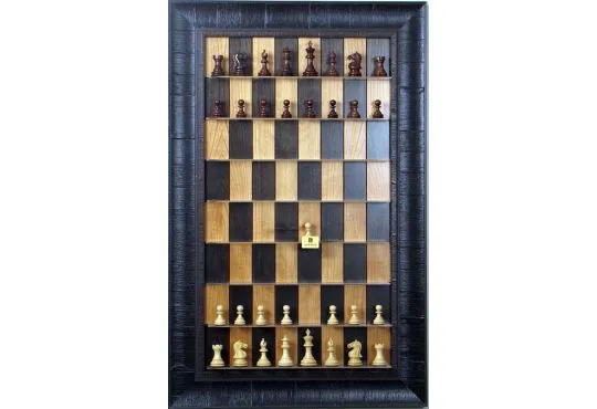 Straight Up Chess Board - Black Cherry Series with Rustic Brown Frame 