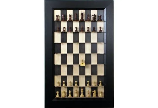 Straight Up Chess Board - Black Maple Board with the Tuxedo Frame