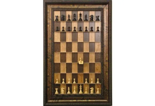 Straight Up Chess Board - Cherry Bean Board with 3 1/2" Black Gold Frame 