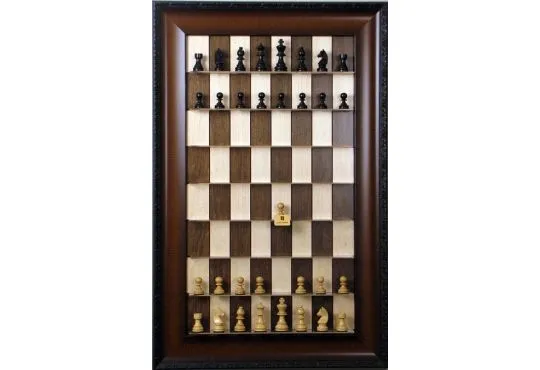 Straight Up Chess Board - Red Cherry Series with Brown Traditional Frame 