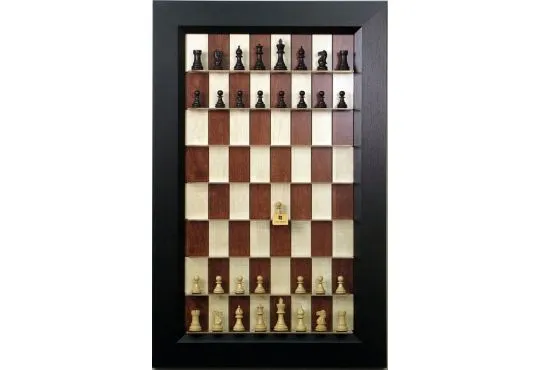 Straight Up Chess Board - Red Maple Series with Flat Black Frame 
