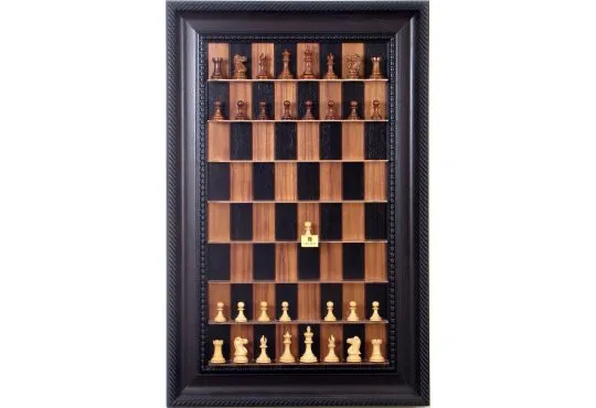 Straight Up Chess Board - Black Walnut Series with Brown Traditional Frame