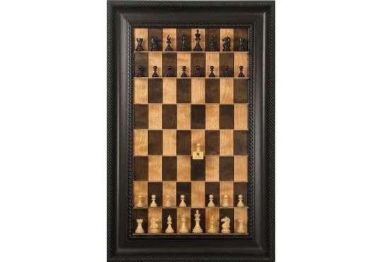 Straight Up Chess Board - Cherry Bean Series with Brown Traditional Frame 