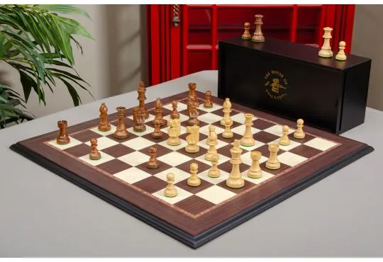 The Library Club Series Chess Set, Box, & Board Combination