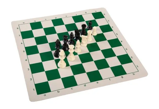 Standard Club Silicone Chess Set Black & Red Pieces - 3.5 King