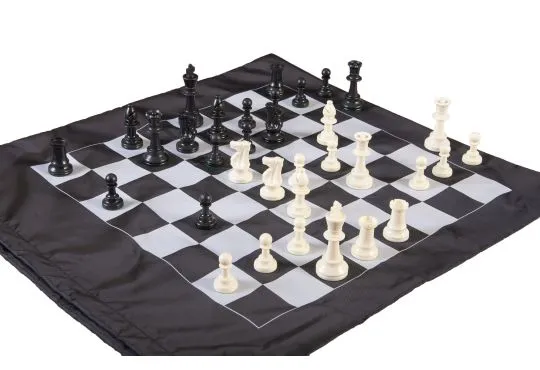 Regulation Tournament Chess Pieces and Cinch Chess Board Bag Combo - TRIPLE WEIGHTED