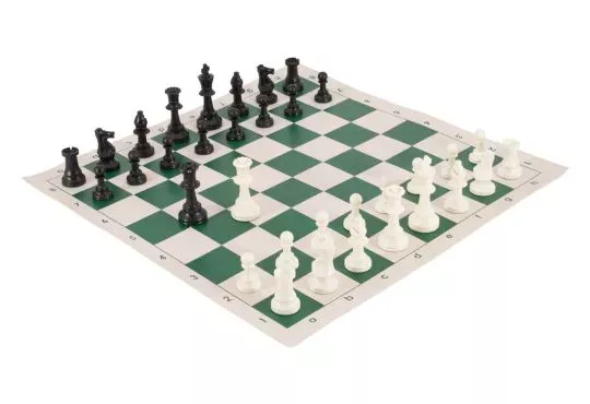 Regulation Tournament Chess Pieces and Chess Board Combo - SOLID PLASTIC