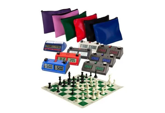 4 Player Chess Set Combination - Triple Weighted Regulation Colored Chess  Pieces & 4 Player Vinyl Chess Board