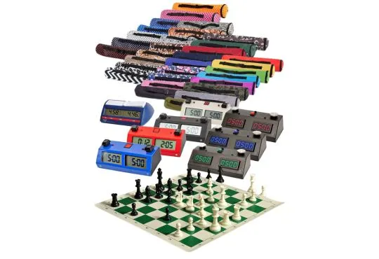 4 Player Chess Set Combination - Single Weighted Regulation Colored Chess  Pieces & 4 Player Vinyl Chess Board