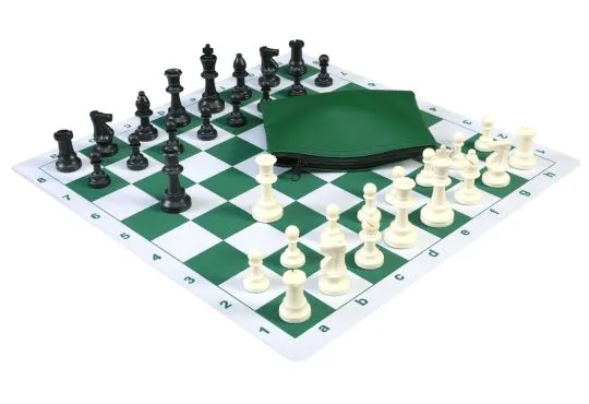 Basic Chess Set Combination with Mousepad Board and Triple Weighted Regulation Plastic Chess Pieces