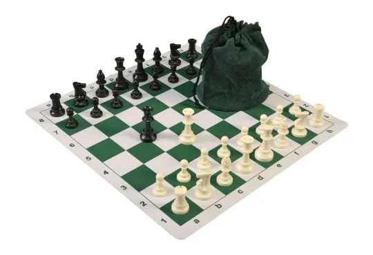 Drawstring Chess Set Combination with Mousepad Board and Triple Weighed Pieces