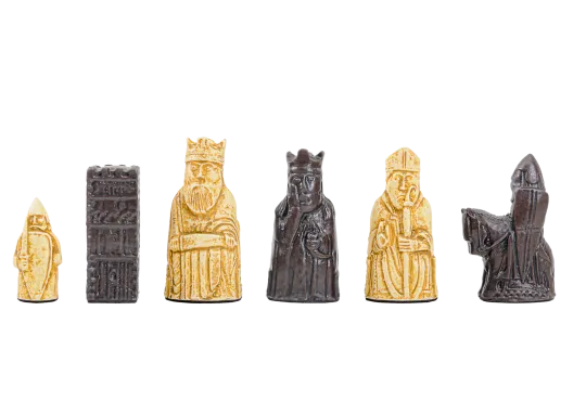 The Mini Isle of Lewis Series Chess Pieces - 3.0" King - Brown and Natural 