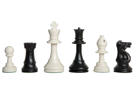 Solid Regulation Plastic Chess Pieces - 3.75" King