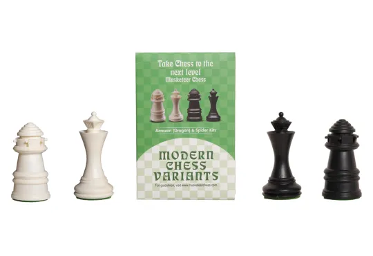 Dragon and Spider - Musketeer Chess Variant Kit - 4 Set - Black & Ivory