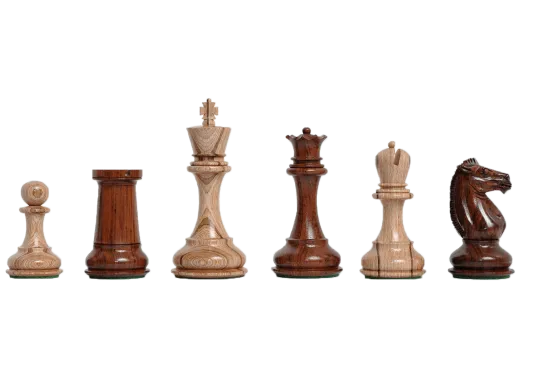 Biggie Knight Rio Staunton Ringy Rosewood Chess Pieces 4" 2 Extra Queens 