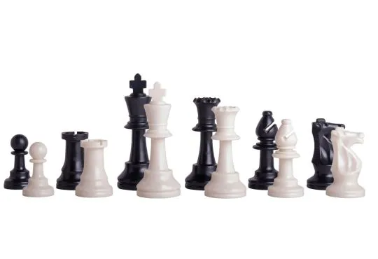 IMPERFECT - Triple Weighted Regulation Plastic Chess Pieces - 3.75" King - Black & White