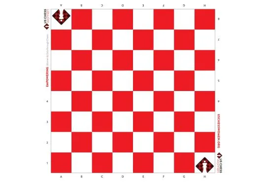 US Chess Women - Full Color Vinyl Chess Board - Red/White